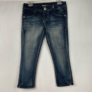 Y2K Rewind Jean Capri Pants 5 Low Dark Blue Casual Chic Mcbling Nostalgic Girly